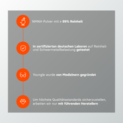 Youngle NMNH Pulver dietary supplement in a jar, showcasing the supplement powder inside on a clean background.