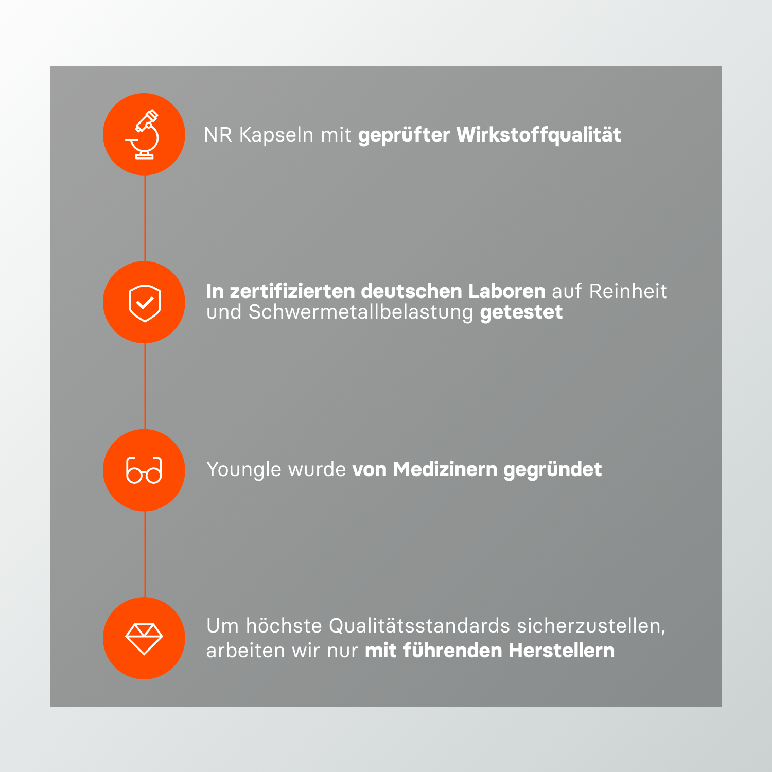 Youngle NR Kapseln dietary supplement in a clear bottle with white and green label, showing the capsules inside.